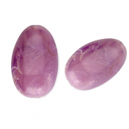 Abalorios acrílicos ovalado largo Púrpura-marrón-mármol
