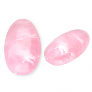 Abalorios acrílicos ovalado largo Rosa-mármol
