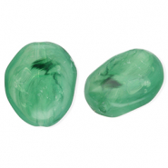 Abalorios acrílico con forma de huevo Verde oscuro-mármol