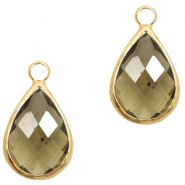 Colgantes de cristal gota 18x10mm greige cristal-dorado