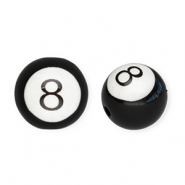 Abalorios acr&iacute;licos 16 mm redondos bola-8 Negro-blanco