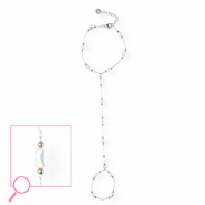 Pulseras anillo Acero Inox Plateado-cristal AB-blanco