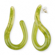 Pendientes trendy en resina Verde multicolor