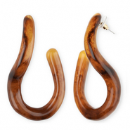 Pendientes trendy en resina Marrón ámbar