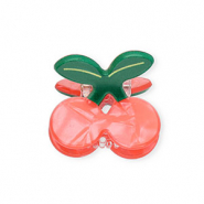 Accesorios pinza para el pelo cerezas Rosa coral oscuro nacarado-verde