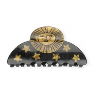 Accesorios pinza para el pelo sol con estrellas negro nacarado-dorado nacarado