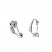 Fornituras metálicos DQ® Eco-brass® pendientes clip con cierre posterior Plateado vieja (sin níquel)