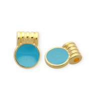 Colgantes met&aacute;licos DQ&reg; redondos Dorado-azul petr&oacute;leo (sin n&iacute;quel)