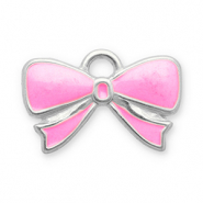 Colgantes Acero Inox lazo Plateado-rosa
