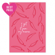 Tarjetas para joyer&iacute;a "I got it from my mama" Rosa fuerte