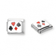 Acero Inox link-eslab&oacute;n para pulsera italiana con dijes Acero Inox carta Plateado-blanco-rojo-negro