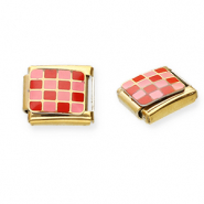 Acero Inox link-eslab&oacute;n para pulsera italiana con dijes Acero Inox bloques Dorado-rosa-rojo
