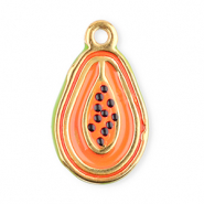 Colgantes Acero Inox papaya Naranja coral-verde