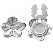 Cubrebotones Acero Inox flor Plateado