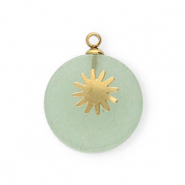 Colgantes Acero Inox sol Oro-verde ceniza