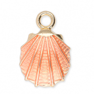 Colgantes met&aacute;licos concha Dorado-melocot&oacute;n rosa