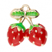 Colgantes met&aacute;licos fresa Dorado-rojo-verde