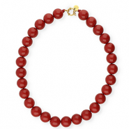 BY31® Collares de abalorios acrílicos 16mm brillante Salsa red 18-1657 TCX-dorado