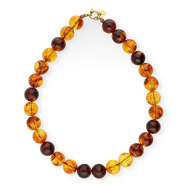 BY31® Collares de abalorios acrílicos 16mm brillante Marrón ámbar-dorado