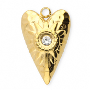 Colgantes Acero Inox corazón Dorado-transparente