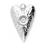 Colgantes Acero Inox coraz&oacute;n Plateado-transparente