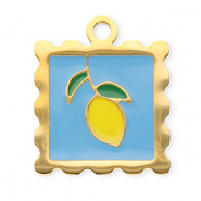Colgantes Acero Inox cuadrado con limón Dorado-azul-amarillo-verde oscuro