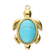 Colgantes Acero Inox tortuga Dorado-azul