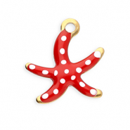 Colgantes Acero Inox estrella de mar Dorado-rojo-blanco