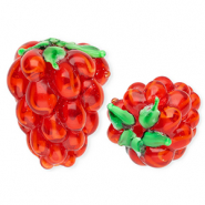 Abalorios de vidrio a mano frambuesa Rojo-verde