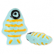 Abalorios de vidrio a mano pez Azul claro-amarillo-negro