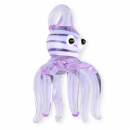 Colgantes de vidrio pintados a mano pulpo P&uacute;rpura claro transparente