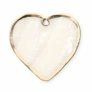 Colgantes concha especial coraz&oacute;n Blanco-dorado