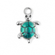 Colgantes Acero Inox esmalte tortuga Plateado-verde