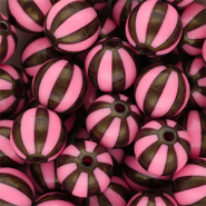 DQ&reg; Abalorios acr&iacute;licos 12 mm con rayas Rosa-marr&oacute;n dorado