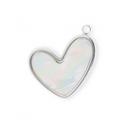 Colgantes Acero Inox corazón Plateado-blanco nacar