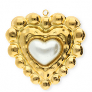 Colgantes Acero Inox corazón Dorado-blanco