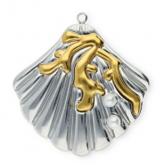 Colgantes Acero Inox concha con imitación de perlas Plateado-dorado-blanco