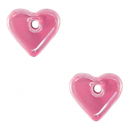 Abalorios de cer&aacute;mica griega DQ coraz&oacute;n Rosa magenta