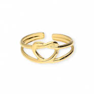 Anillos Acero Inox corazón Dorado