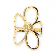 Anillos Acero Inox flor Dorado