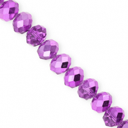 Abalorios faceteados disco 12x9mm Púrpura-revestimiento pearl shine