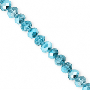 Abalorios faceteados disco 6x5mm Azul verdoso-revestimiento pearl shine