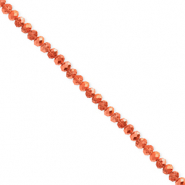 Abalorios faceteados disco 3x2mm Naranja coral-revestimiento pearl shine