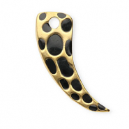 Colgantes Acero Inox cuerno con estampado leopardo Dorado-negro