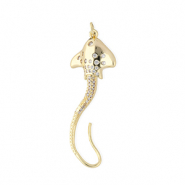 Metal TQ latón colgante mantarraya con strass Dorado-transparente