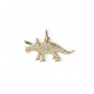 Metal TQ latón colgante dinosaurio con strass Dorado-transparente