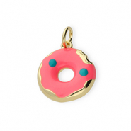 Metal TQ latón colgante dona Dorado-rosa neón-azul