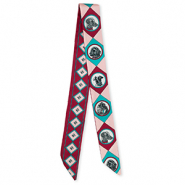 Bandana Pañuelo con perros Rojo burdeos-rosa claro-azul turquesa