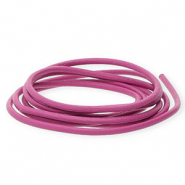 Cordón cuero DQ redondo 2mm Rosa cherry
