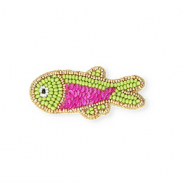 Broches pez Dorado-magenta-verde lima oscuro
